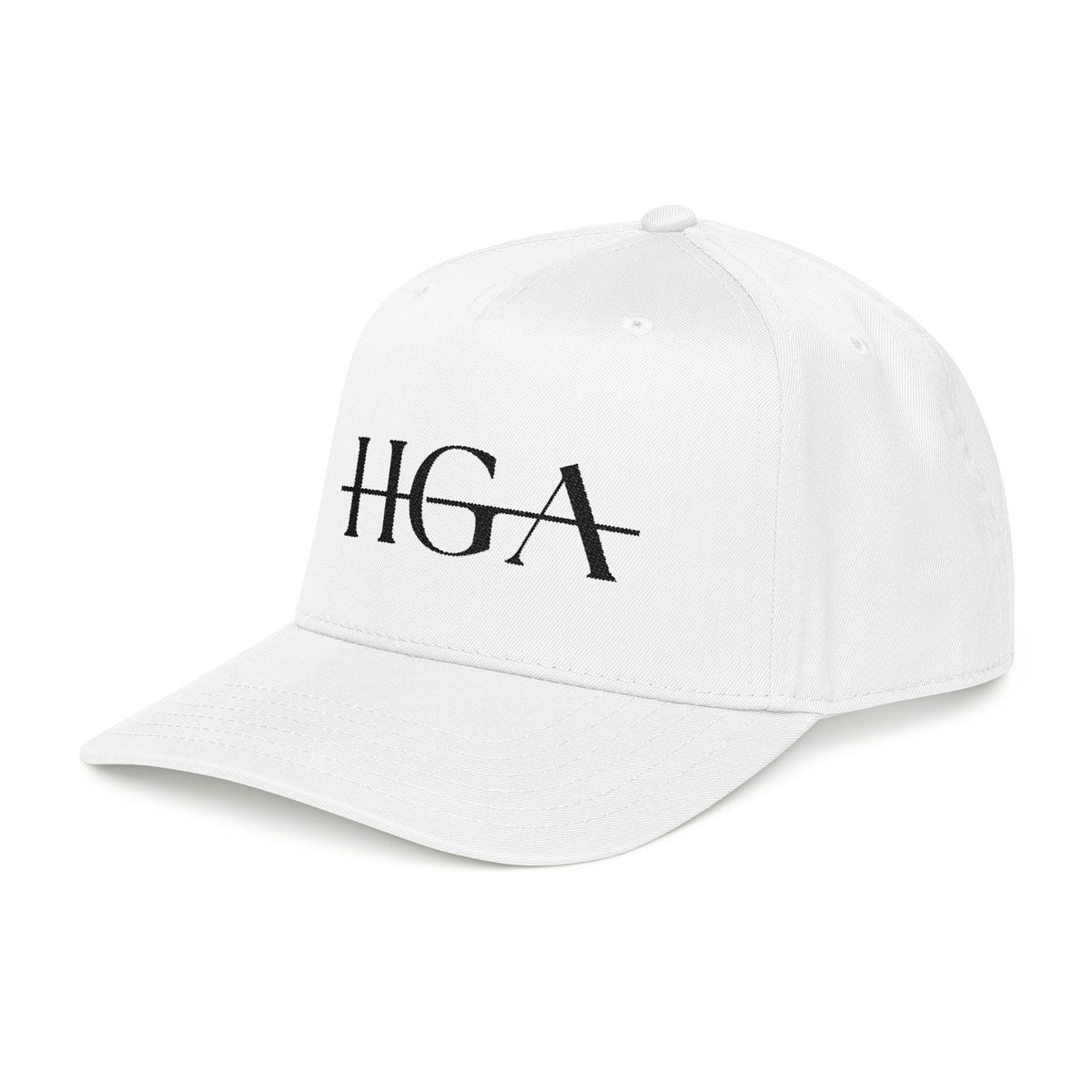 HGA Signature Embroidered Mid Profile Baseball Cap - white with black logo