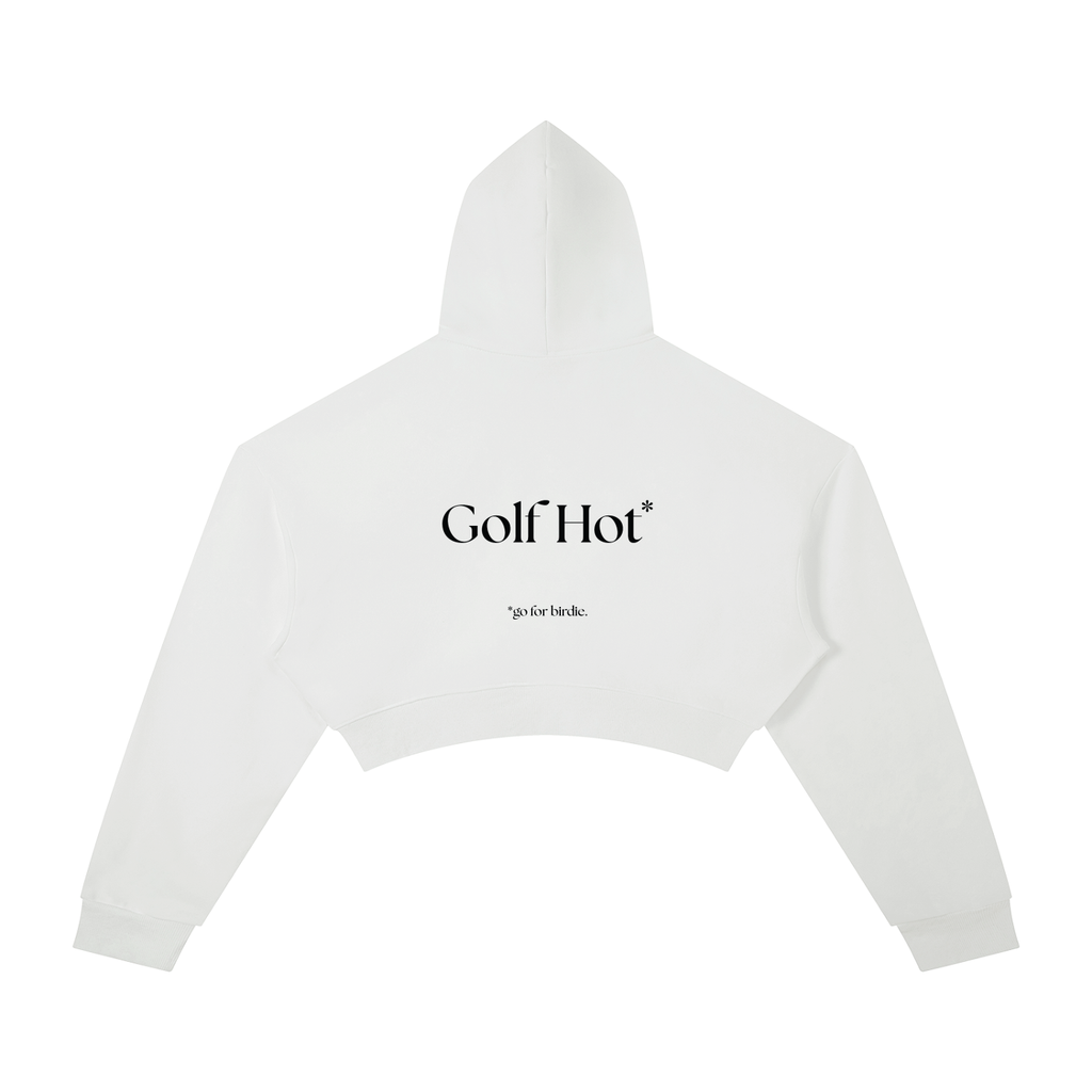 HGA Golf Essential Cropped Hoodie | Golf Hot * Go for Birdie (WHITE)